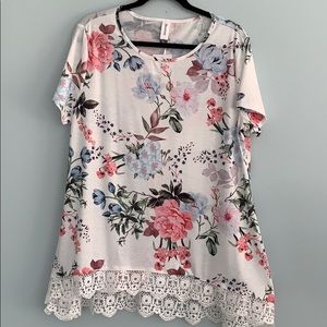 Beauhuty Top Flowy Tunic Blouse Lace Trim …